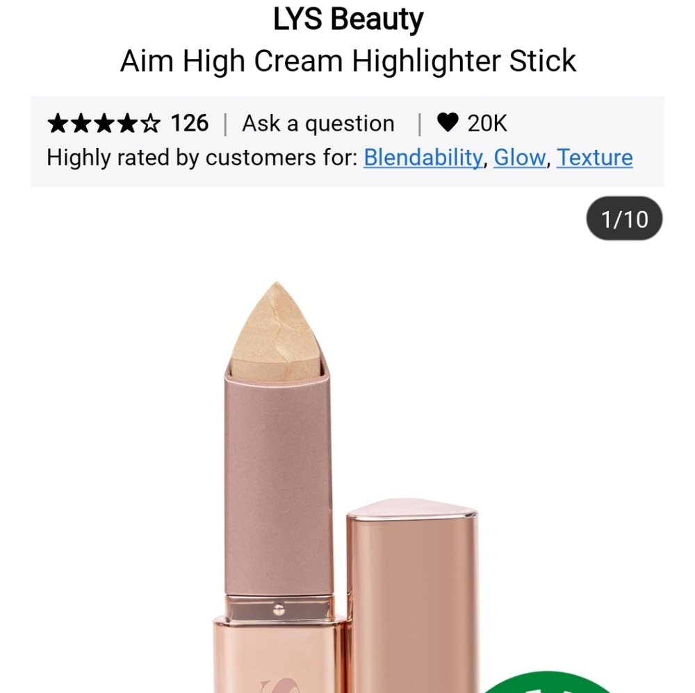 NIB LYS BEAUTY AIM HIGH CREAM HIHLIGHTER STICK